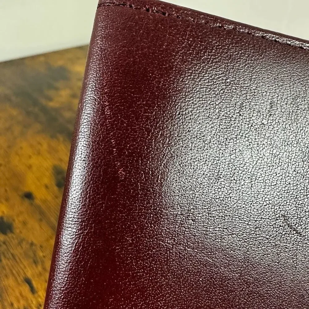 Cartier Vintage Bordeaux Leather‎ Long Bifold Vertical Wallet